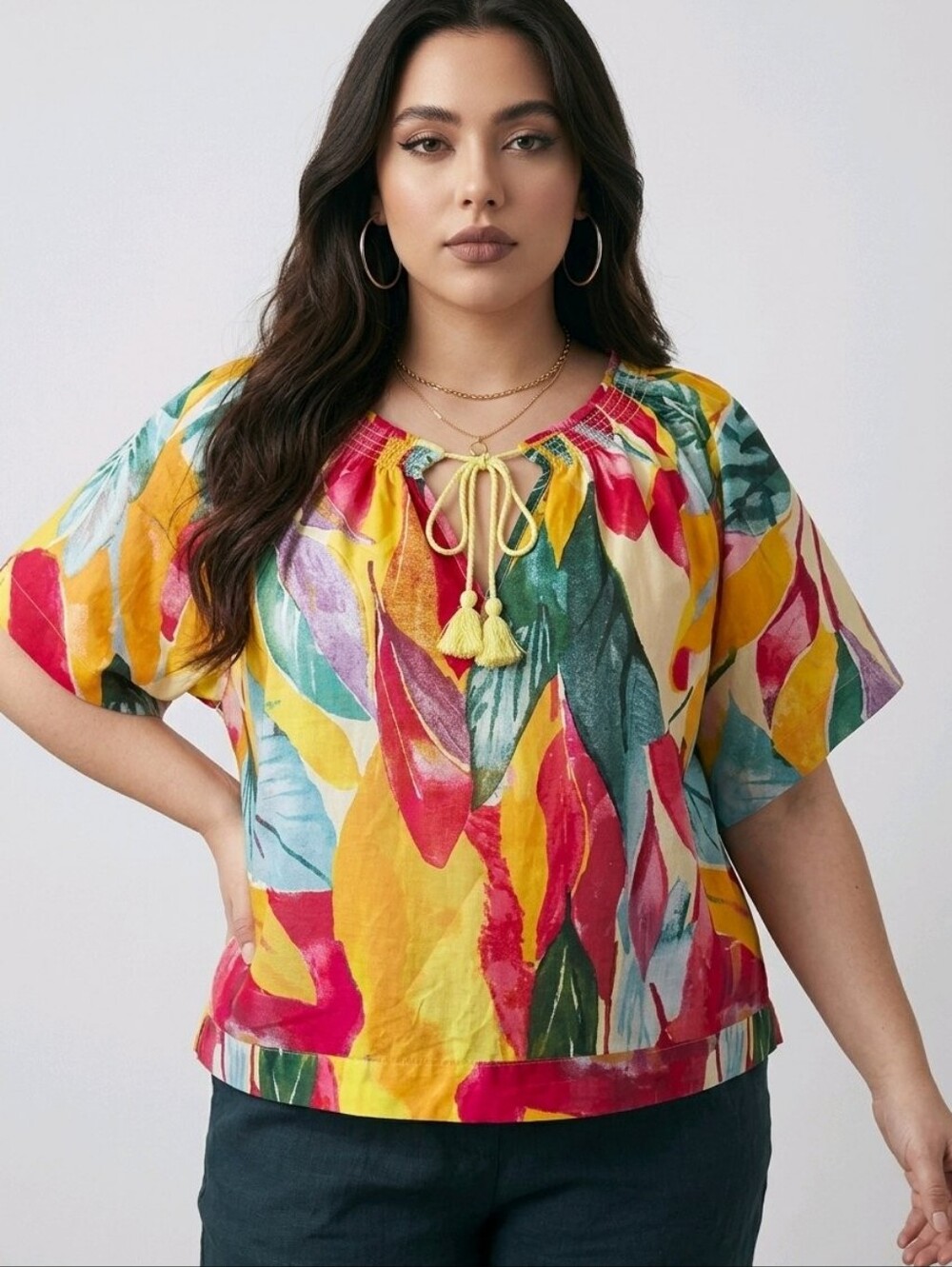 Marc New York Multicolor Leaf Print Blouse